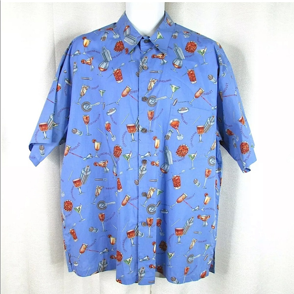 Island Republic Cocktails Copacabana Birdland Drinks Men’s Button Down Shirt M